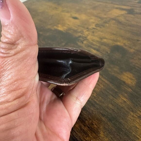 YSL Yves Saint Laurent Card Coin Holder Case Brown Leather‎ - Picture 5 of 13